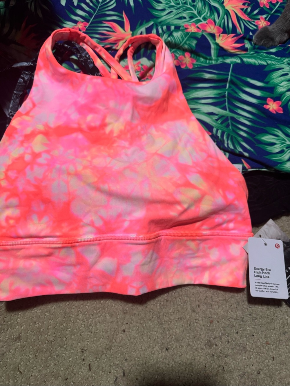 lululemon athletica Neon Pink Tie-Dye High Neck Crop Top